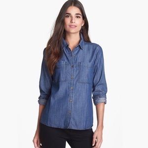 Eileen Fisher | Denim Chambray Button Up Shirt